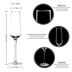BACLIFE leadless crystal champagne flutes with pure clarity