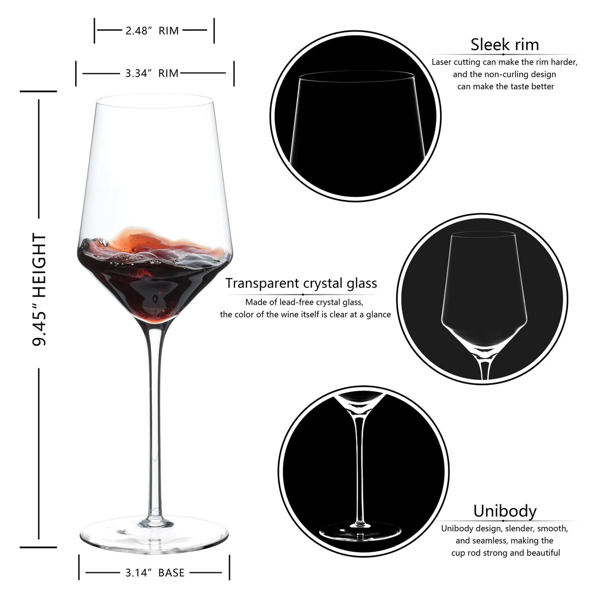BACLIFE 100 leadless crystal wine glass delivers clear brilliance