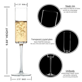 BACLIFE 6.5 oz stemware designed to elevate champagne flavor and aroma.