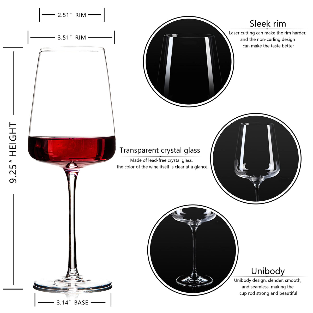 BACLIFE premium crystal wine glass close-up for elegant serving and tasting.