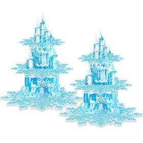 BACUTHY Frozen-theme cupcake stand, 3-tier design for winter birthdays.