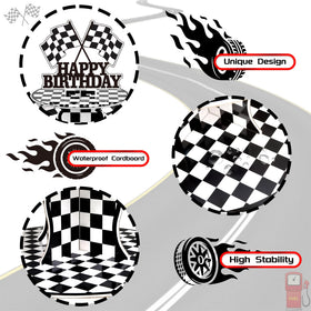 BACUTHY kids party race theme cupcake stand fits birthday setups with dynamic styling