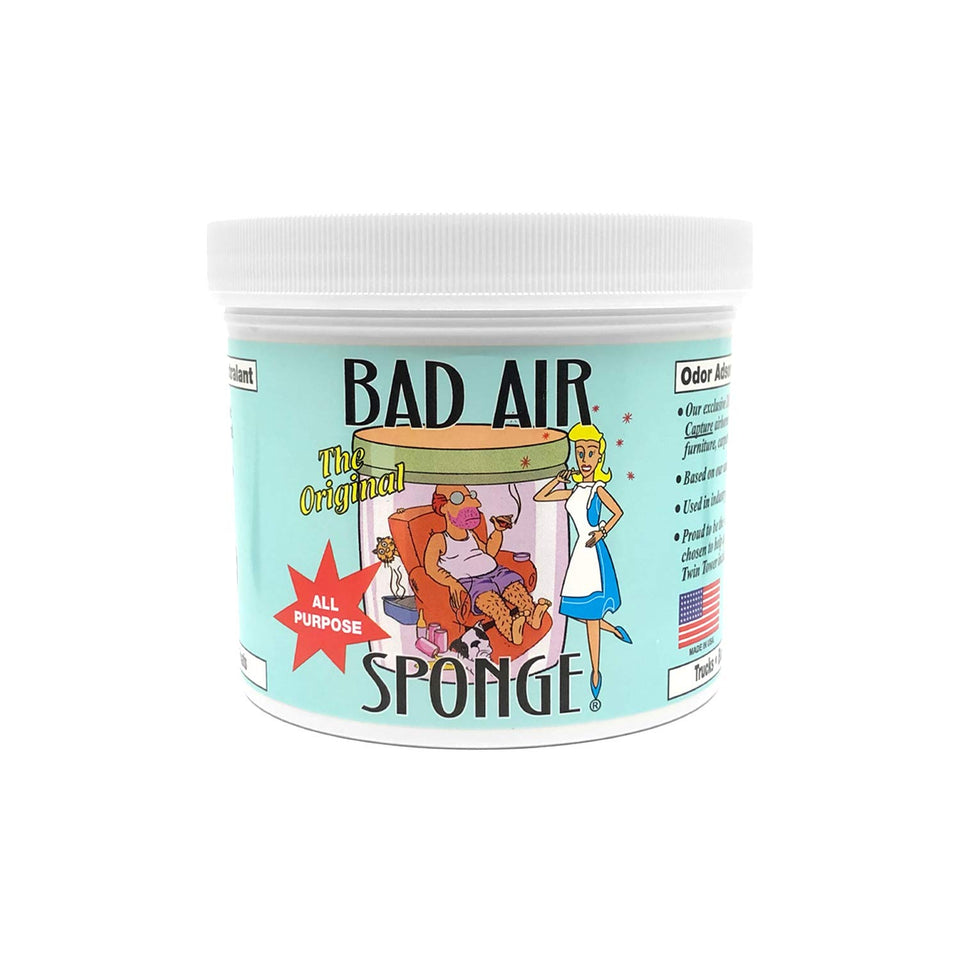Bad Air Sponge 2lb container front view, compact odor removal for homes.