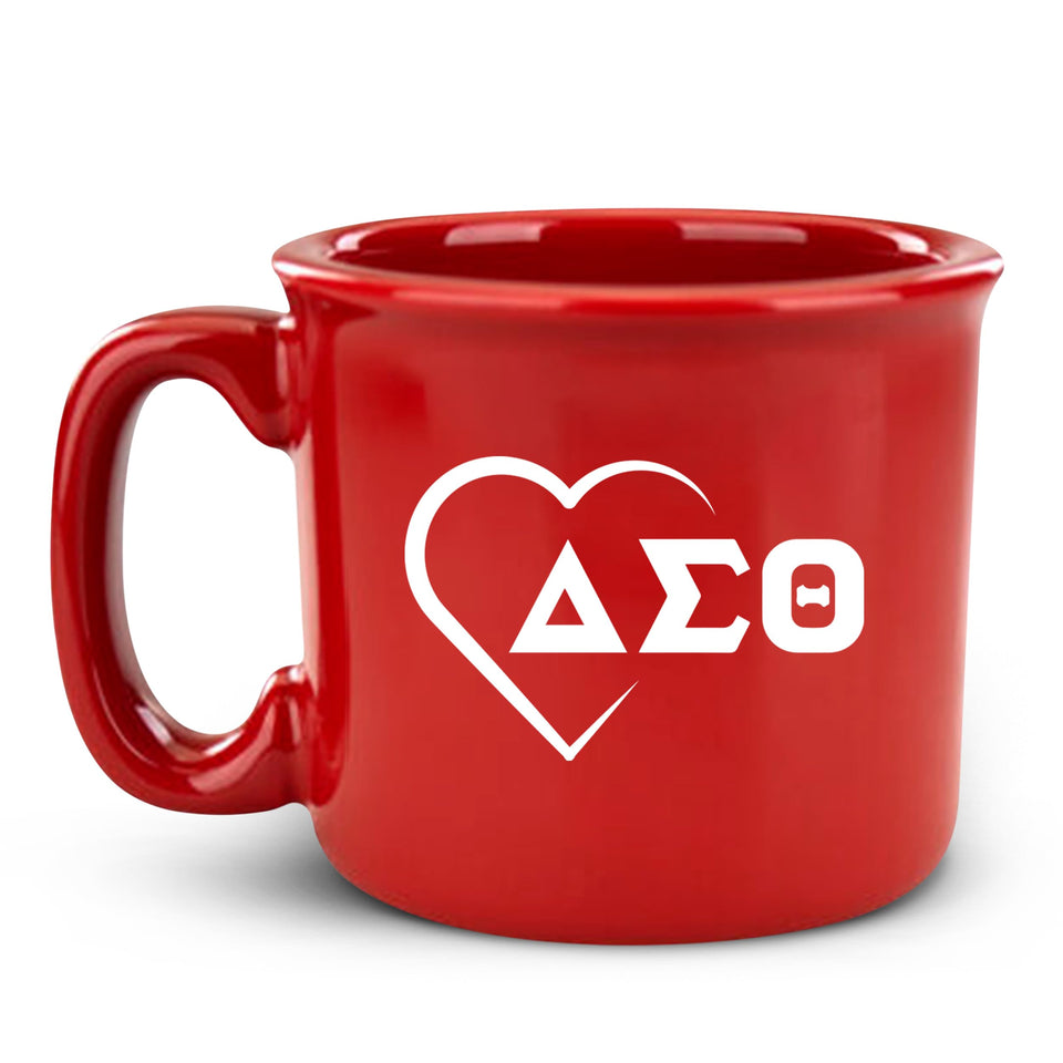 Bad Bananas BBGreek Delta Sigma Theta mug front view for hot coffee on campus.
