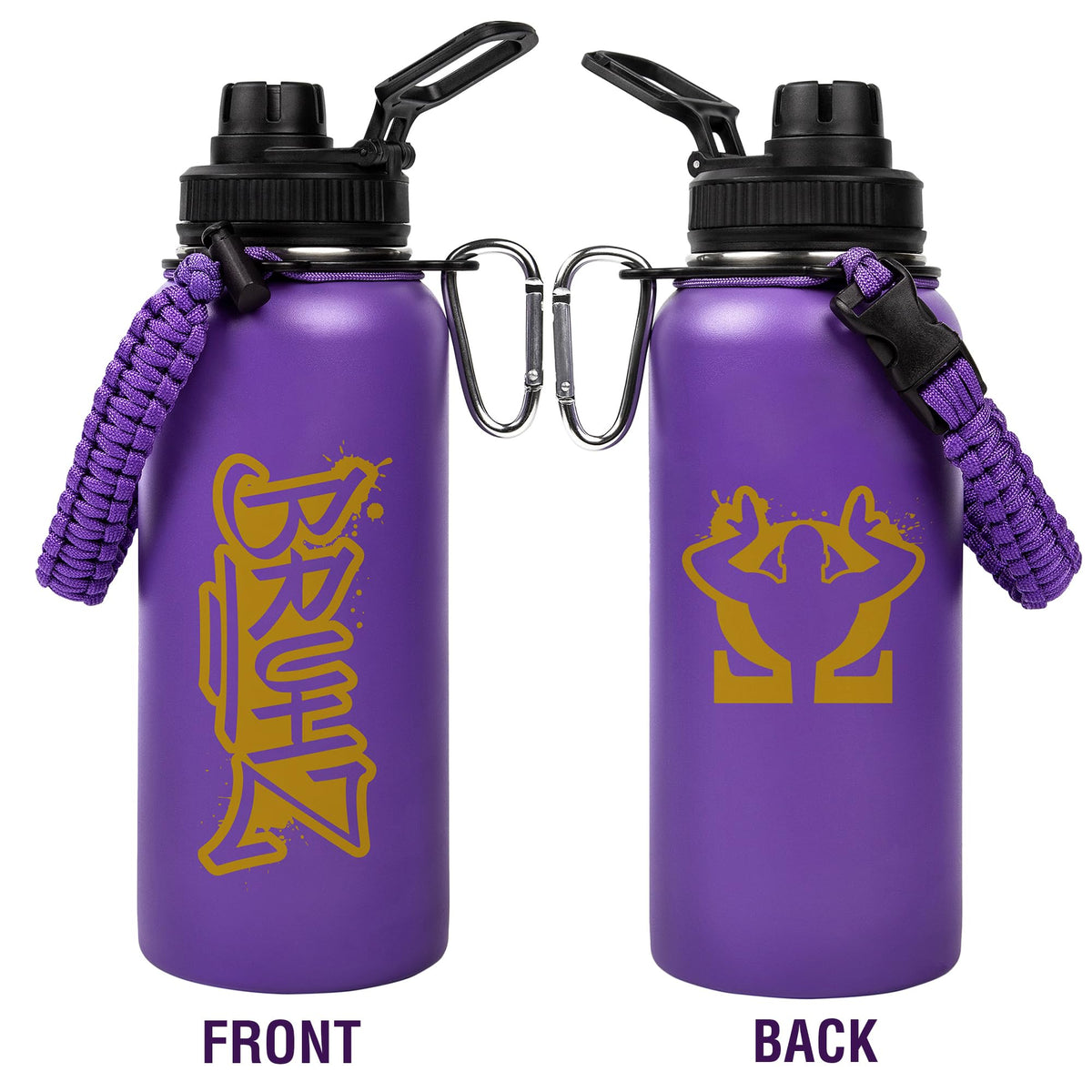 Bad Bananas BBGreek Omega Psi Phi tumbler with paracord handle for on-the-go adventures.