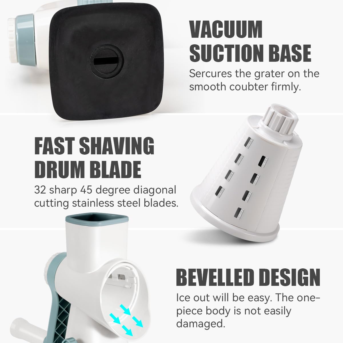 Badelite hand guard enhances safety while pressing ice inside.
