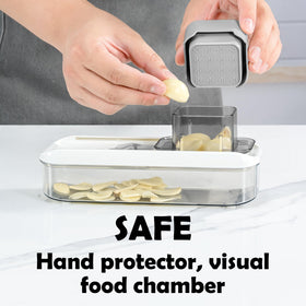Badelite safety hand guard keeps fingers safe during slicing.