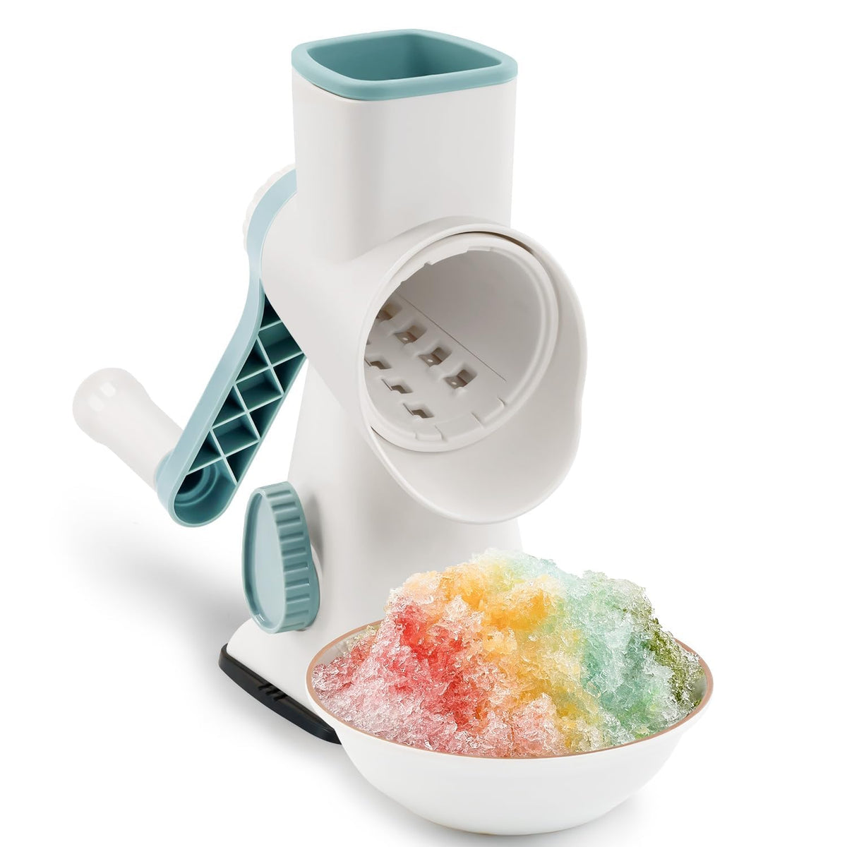 Badelite rotary ice shaver with a sturdy handle for quick shaved ice.