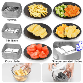 Badelite Vegetable Chopper Bowl featuring 3-blade system for varied cuts.