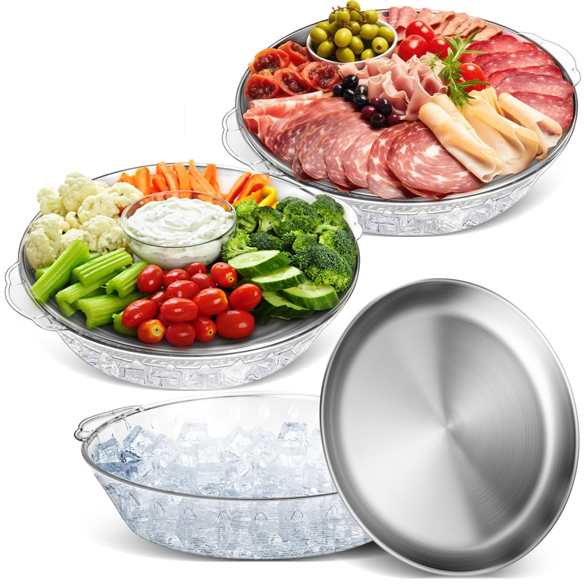 Baderke 11.8-inch chilled serving tray with compartments keeps appetizers organized.