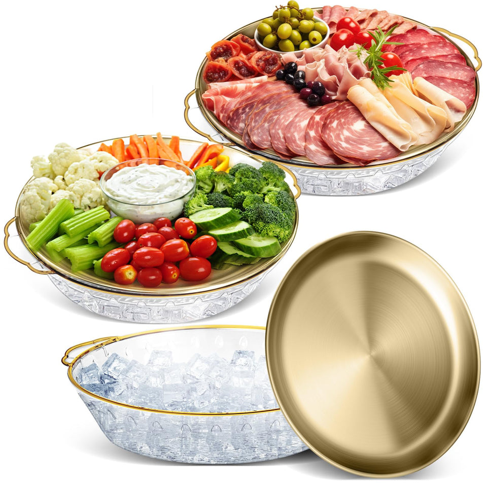 Baderke 3-set 11.8-inch chilled tray top layer keeps appetizers fresh and stylish.
