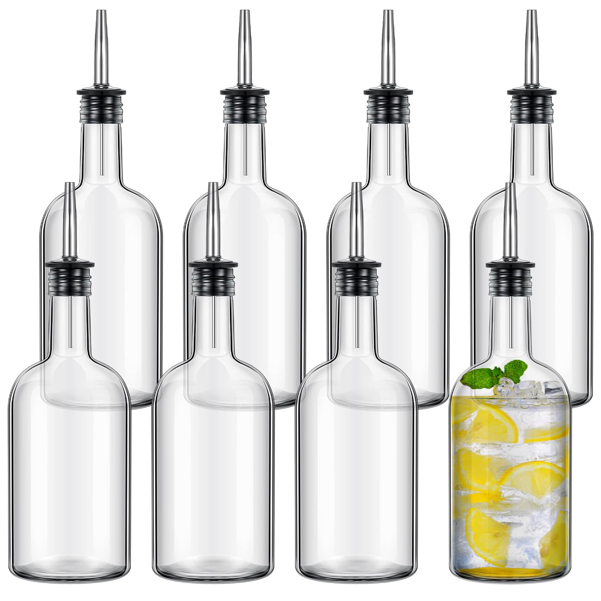 Baderke 8pcs 17oz long-neck glass bottles on a bar for stylish presentation