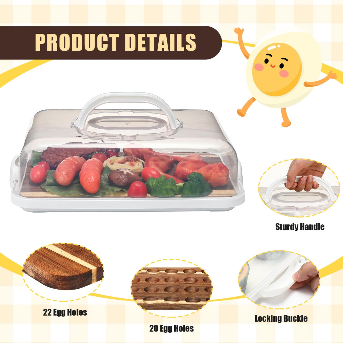 Baderke acacia base supports the tray securely for outdoor gatherings