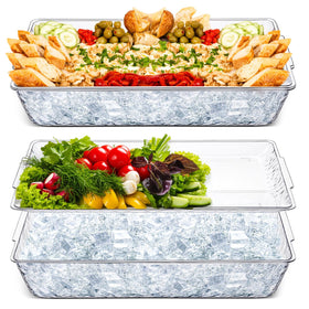 Baderke chilled serving tray with ice tray section keeps seafood and appetizers cool.