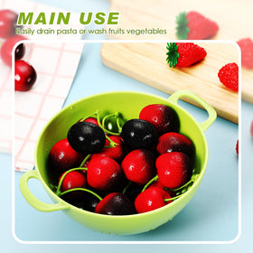 Baderke lemon-yellow mini colander brightens kitchen while rinsing fruit