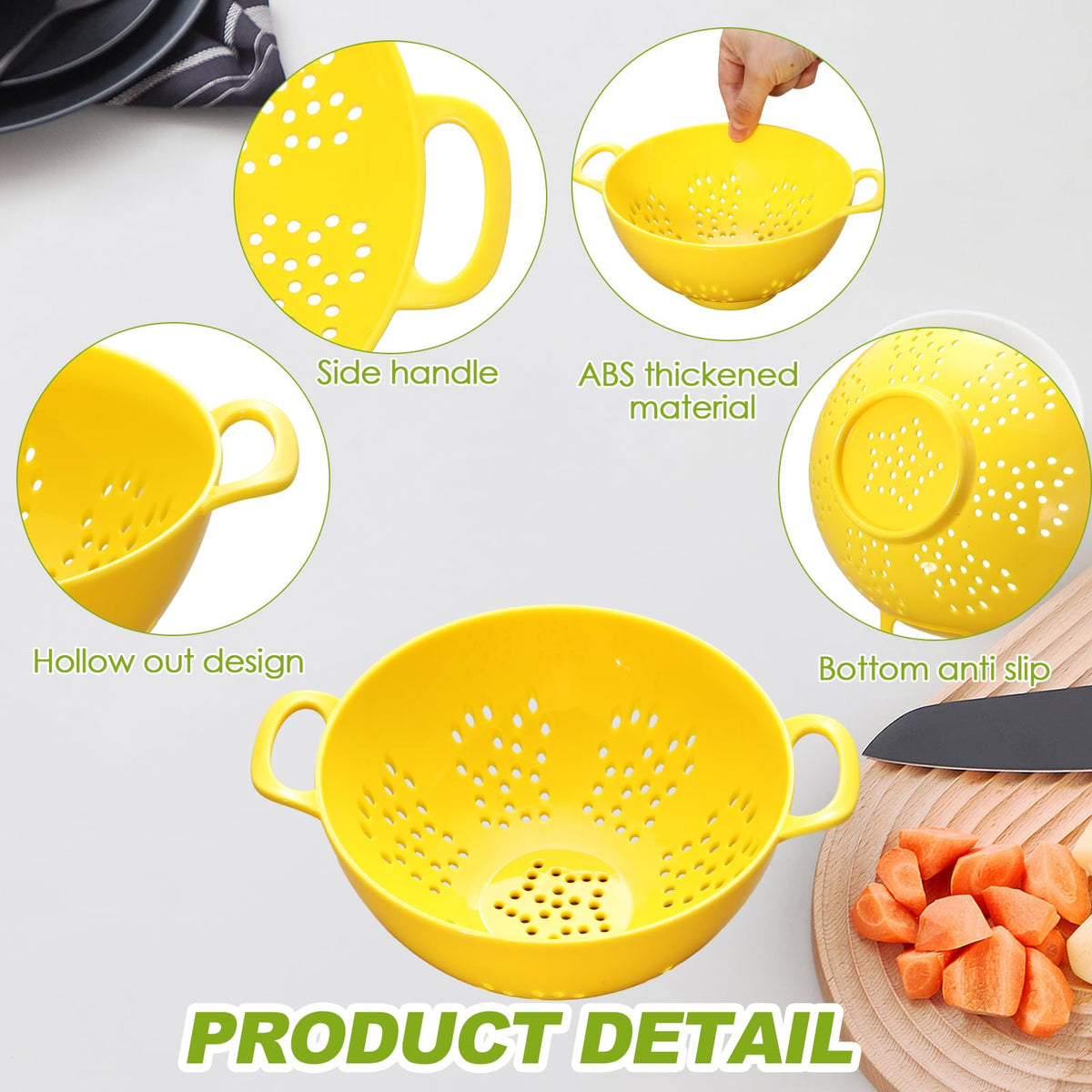 Baderke red mini colander double handles for draining pasta and berries