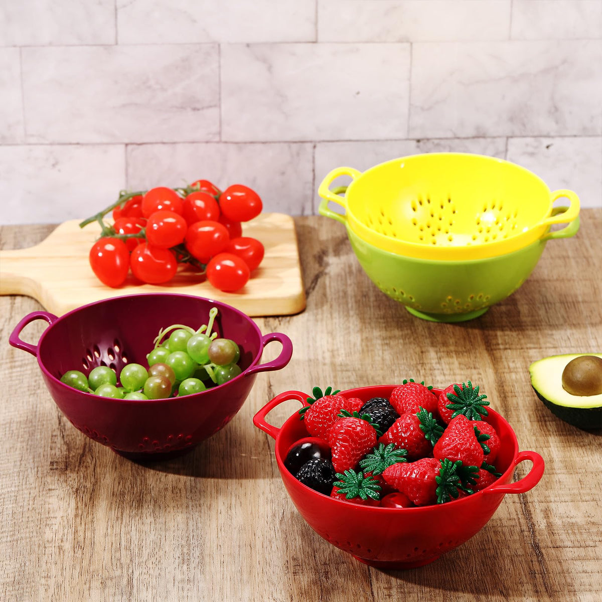 Baderke mini colander set of 4 for compact storage and versatile rinsing