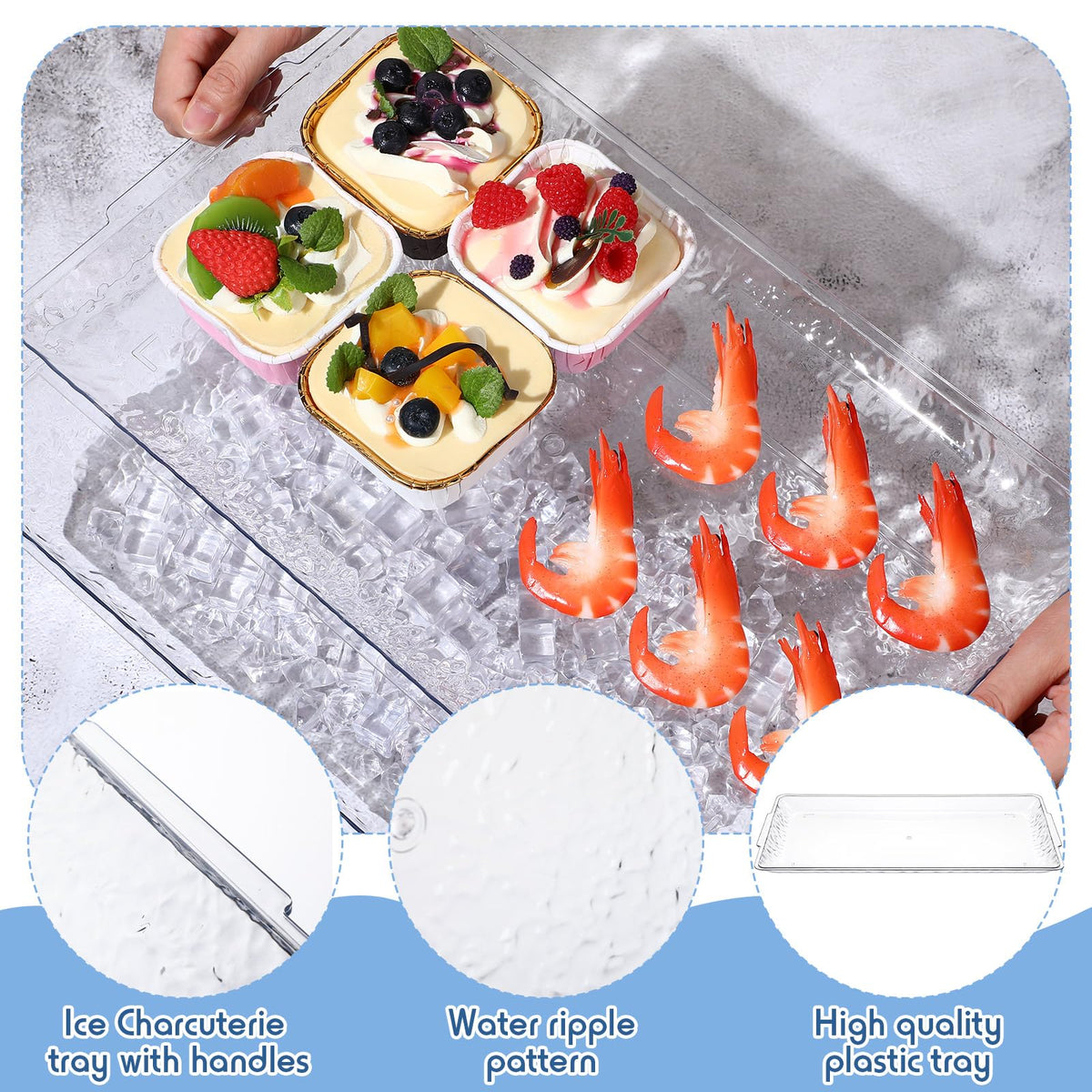 Baderke clear PET tray set showcases food while staying easy to clean.
