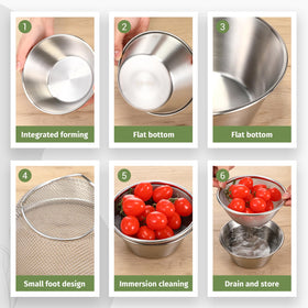 Baderke stainless steel colander set shows durable rust-free kitchen tools.