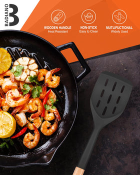 Badiano black spatula set complements modern kitchens and durability