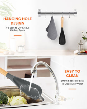 Badiano cooking spoon in black and grey design ready for mixing and serving