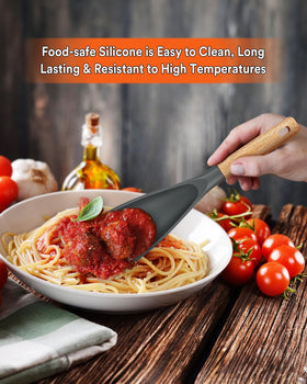 Soft-edged silicone protects nonstick cookware during stirring.