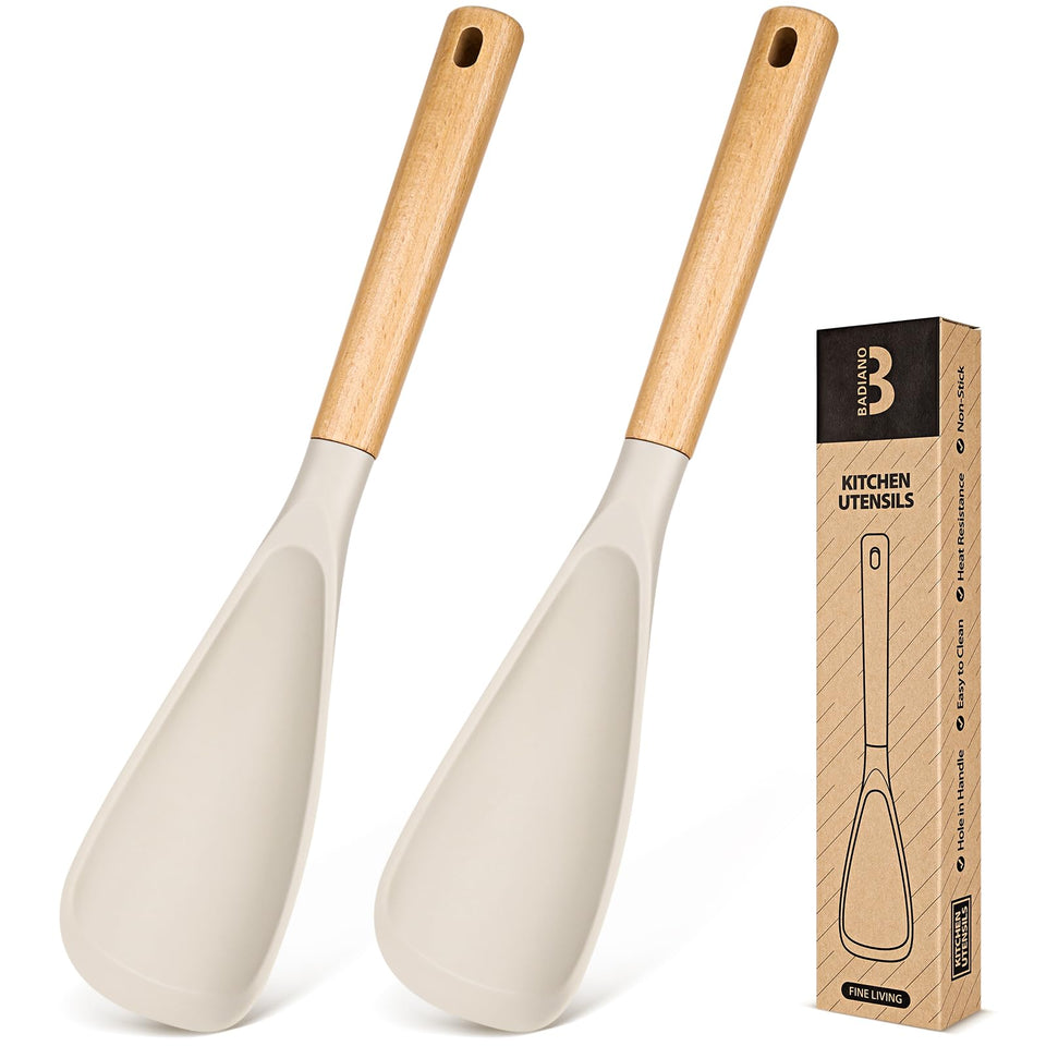 Badiano cooking spoon silicone head for steady stirring in nonstick pans.