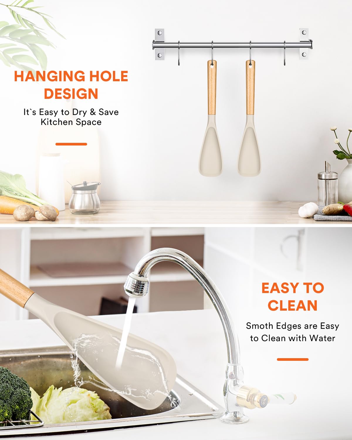 Badiano two-pack khaki cooking spoons ready for busy kitchens.