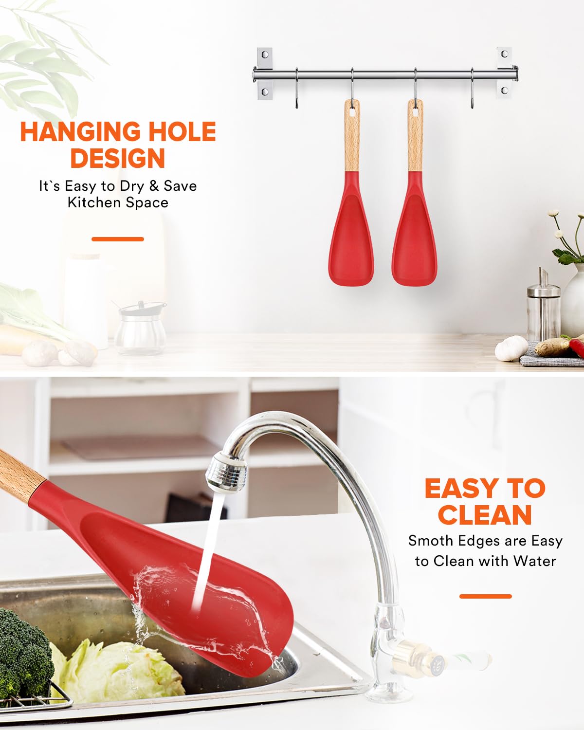 Badiano silicone spoon pack cleans easily under running water.