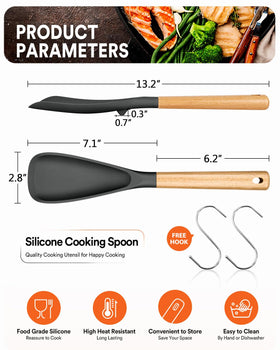 Badiano cooking spoon with wood handle, comfortable grip for cooking.