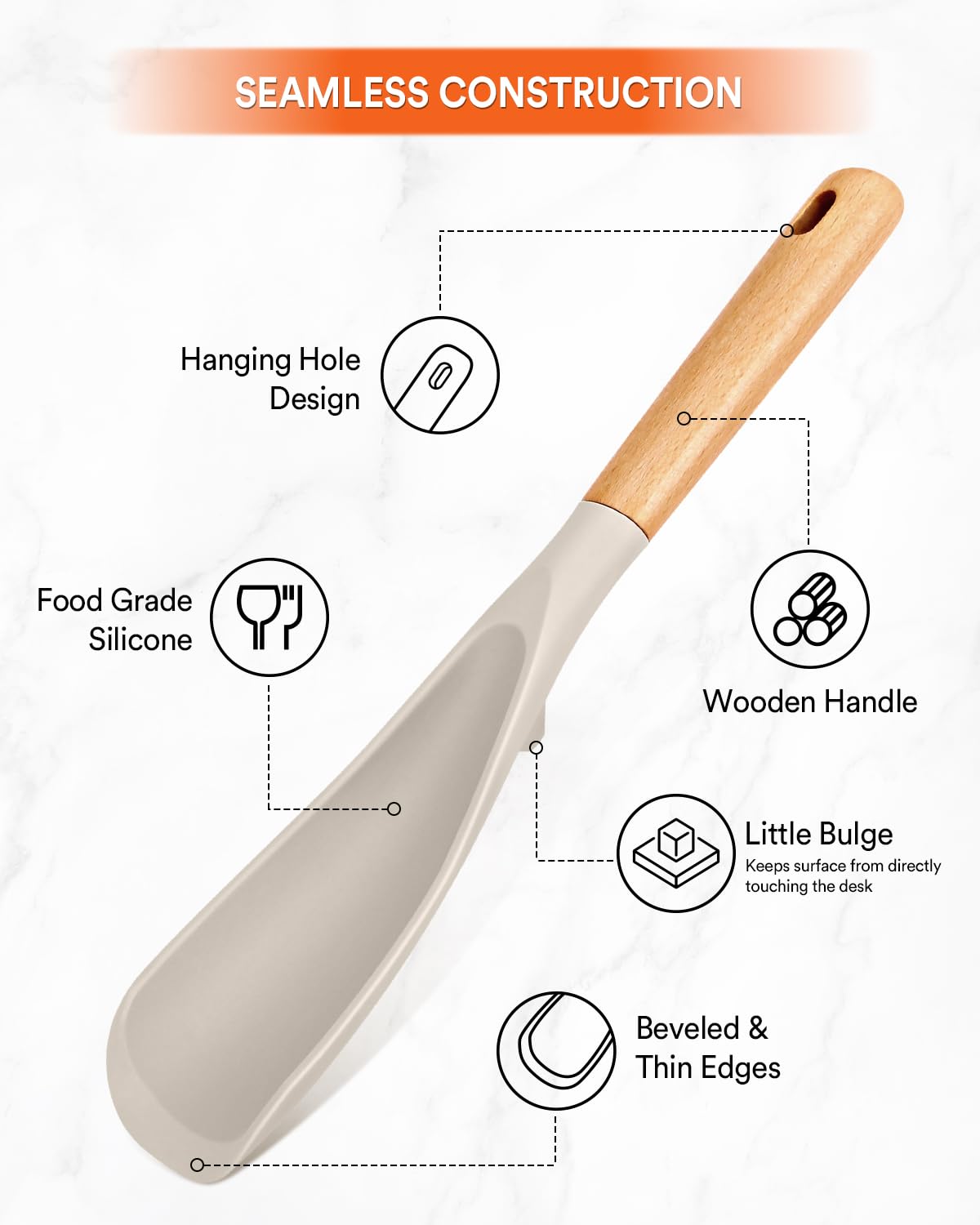 Badiano ergonomic wooden-handle spoon reduces hand fatigue during long cooking sessions.