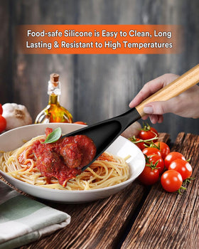 Badiano ergonomic wooden handle spoon offers comfortable grip during long cooking sessions.