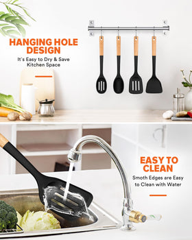 Badiano heat-resistant silicone utensils withstand up to 446℉ for reliable cooking