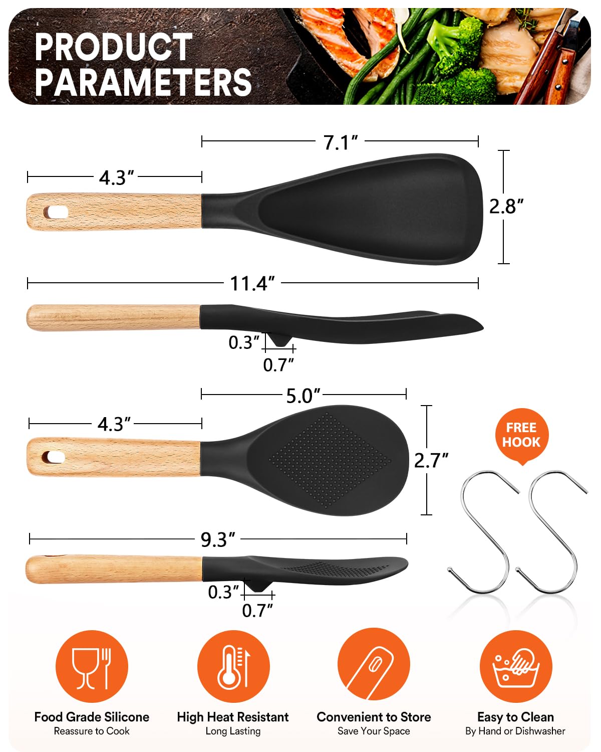 Badiano rice scoop in silicone design for nonstick cookware, easy to scoop rice