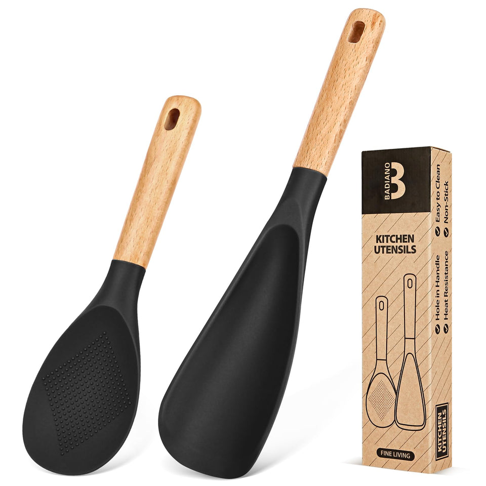 Badiano silicone cooking spoon with wood handle ready for high-heat stirring and serving