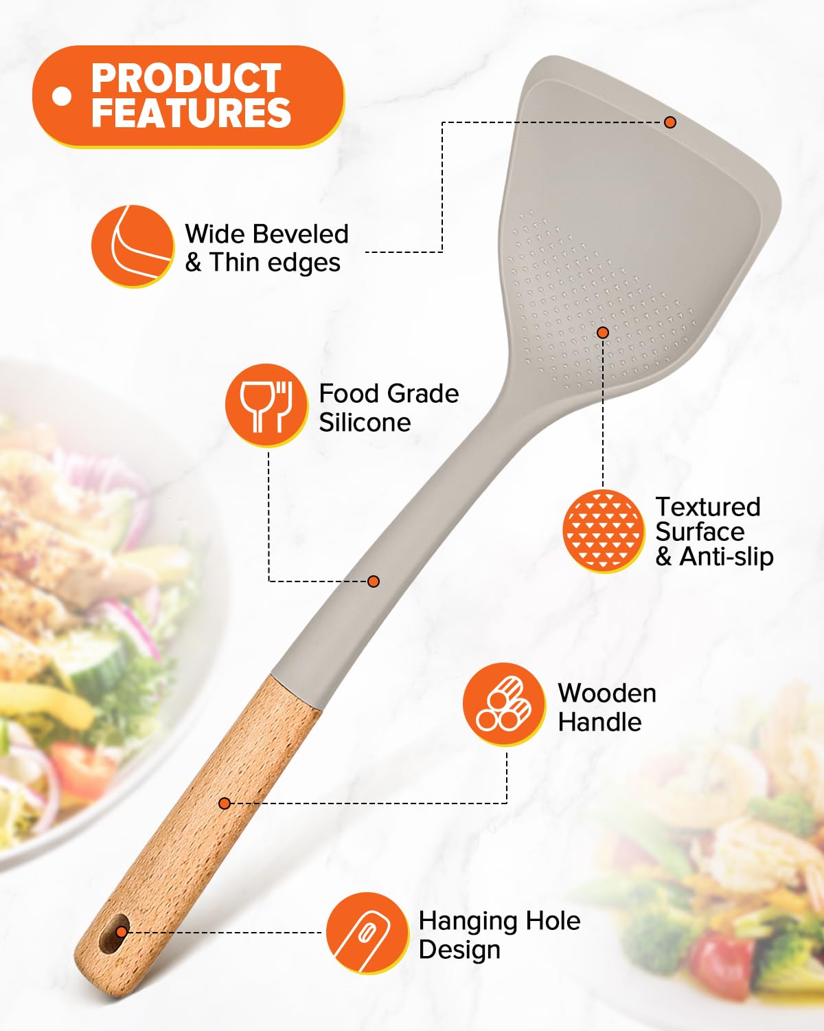 Badiano large spoon serves dishes smoothly without scratching nonstick cookware.