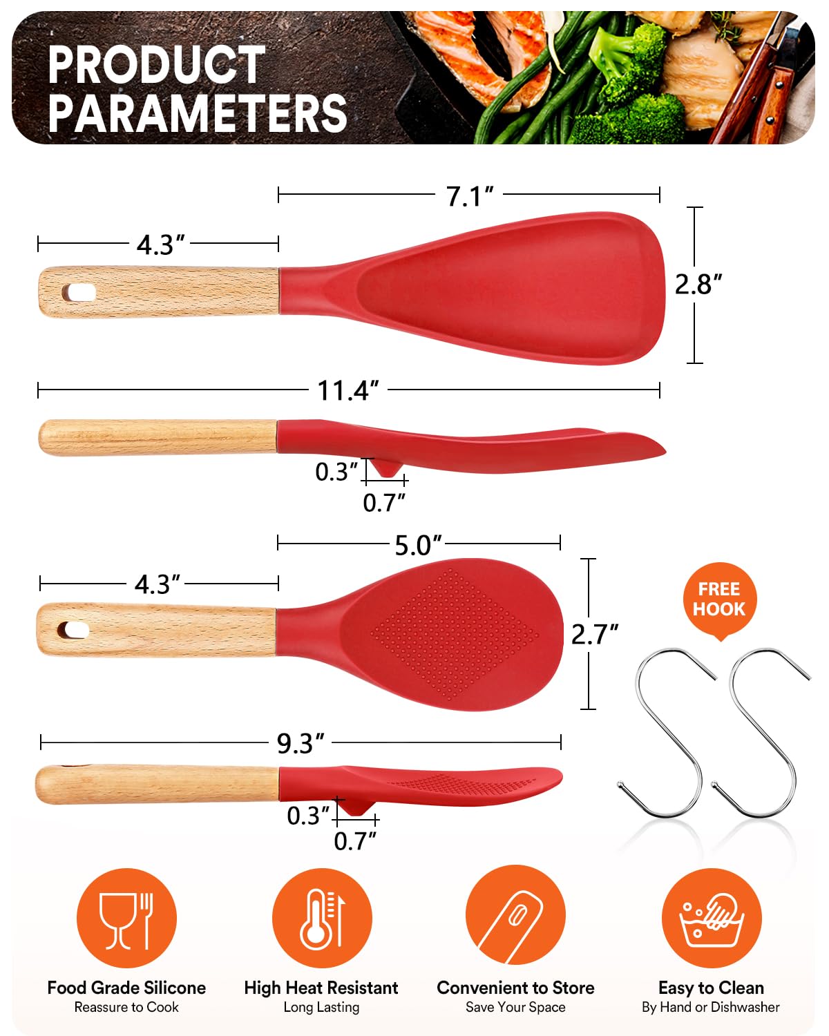 Badiano silicone spoon heat-resistant for high-heat cooking