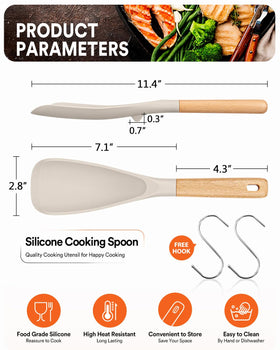 Badiano cooking spoon with wooden ergonomic handle for precise control