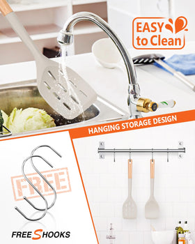 Badiano silicone utensils protect nonstick cookware during stirring and scraping.