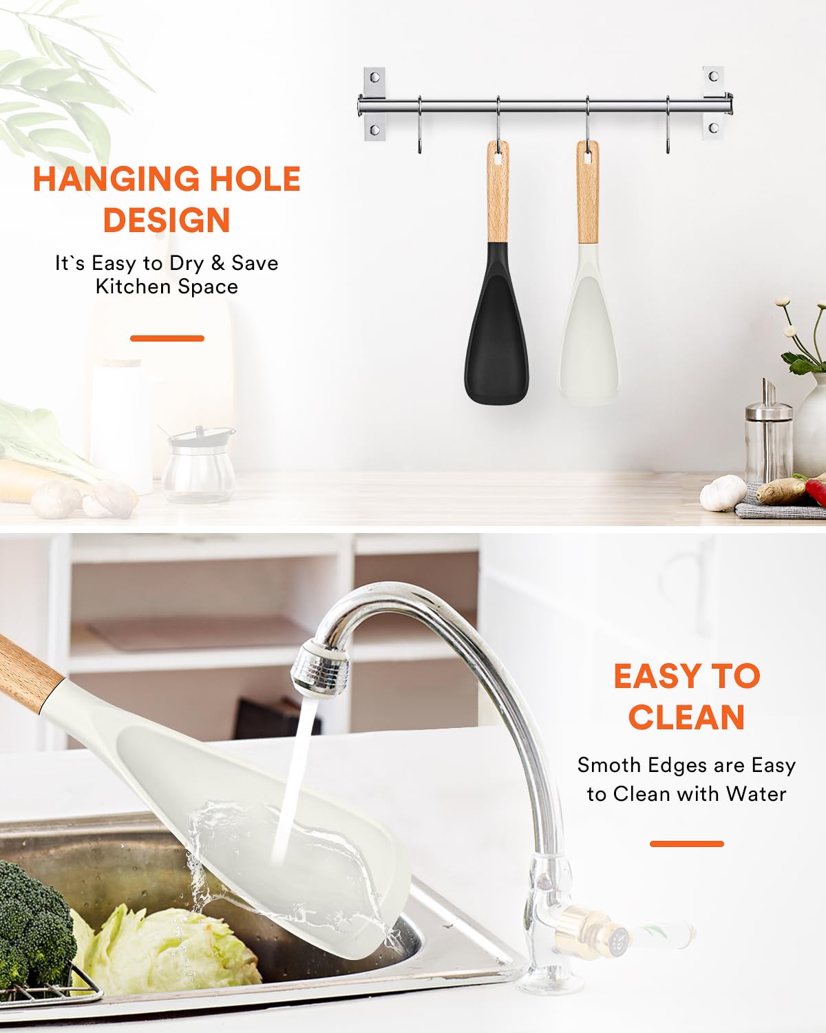 Badiano silicone spoon in black and white design suits modern kitchens.