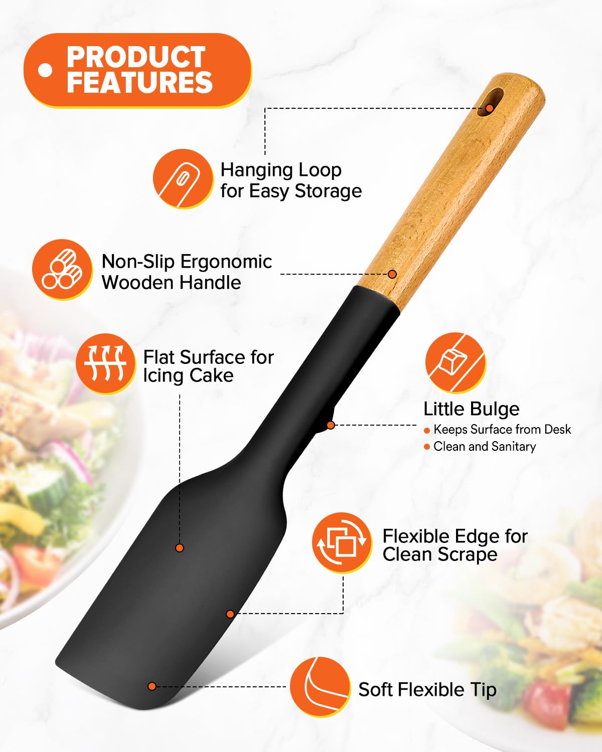Badiano ergonomic wooden-handle spoonula for comfortable cooking.