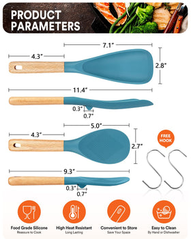 Badiano turquoise silicone cooking spoon for nonstick pans
