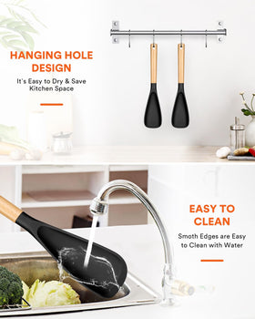 Badiano two-pack matte black spoons for versatile cooking and serving.