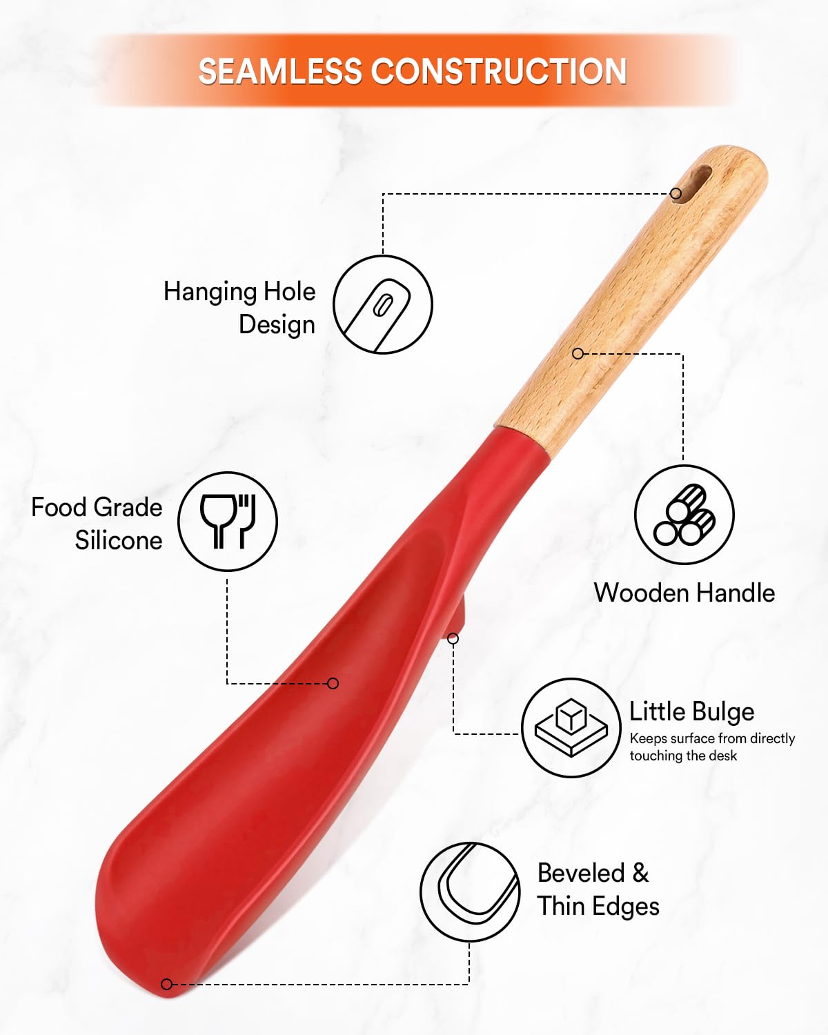 Badiano silicone spoon with wooden handle offers ergonomic grip