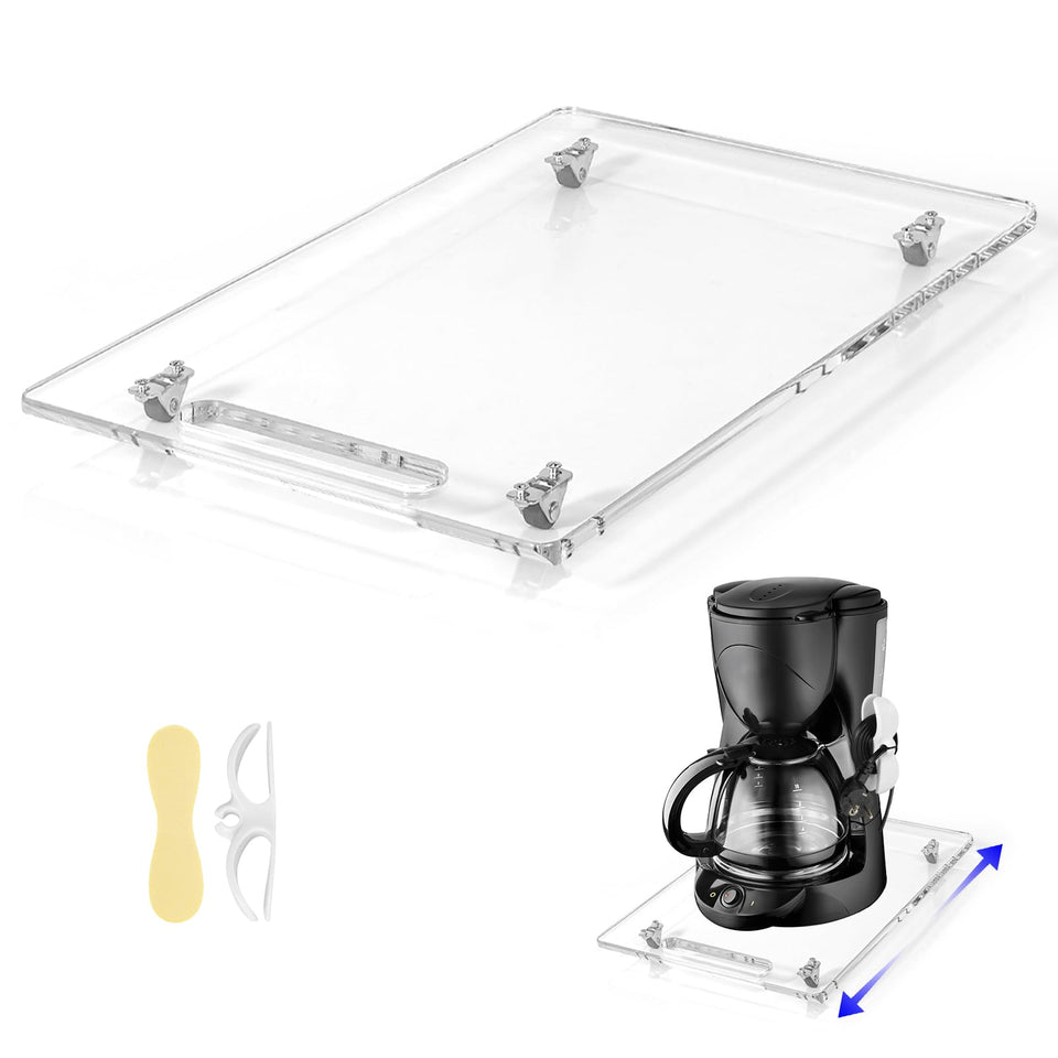 Baemin acrylic appliance slider with rubber wheels facilitates effortless, quiet movement of heavy appliances.