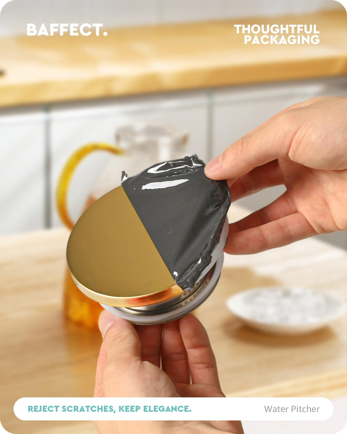 Baffect Water Pitcher fits most fridge doors with a slim 9 cm width.