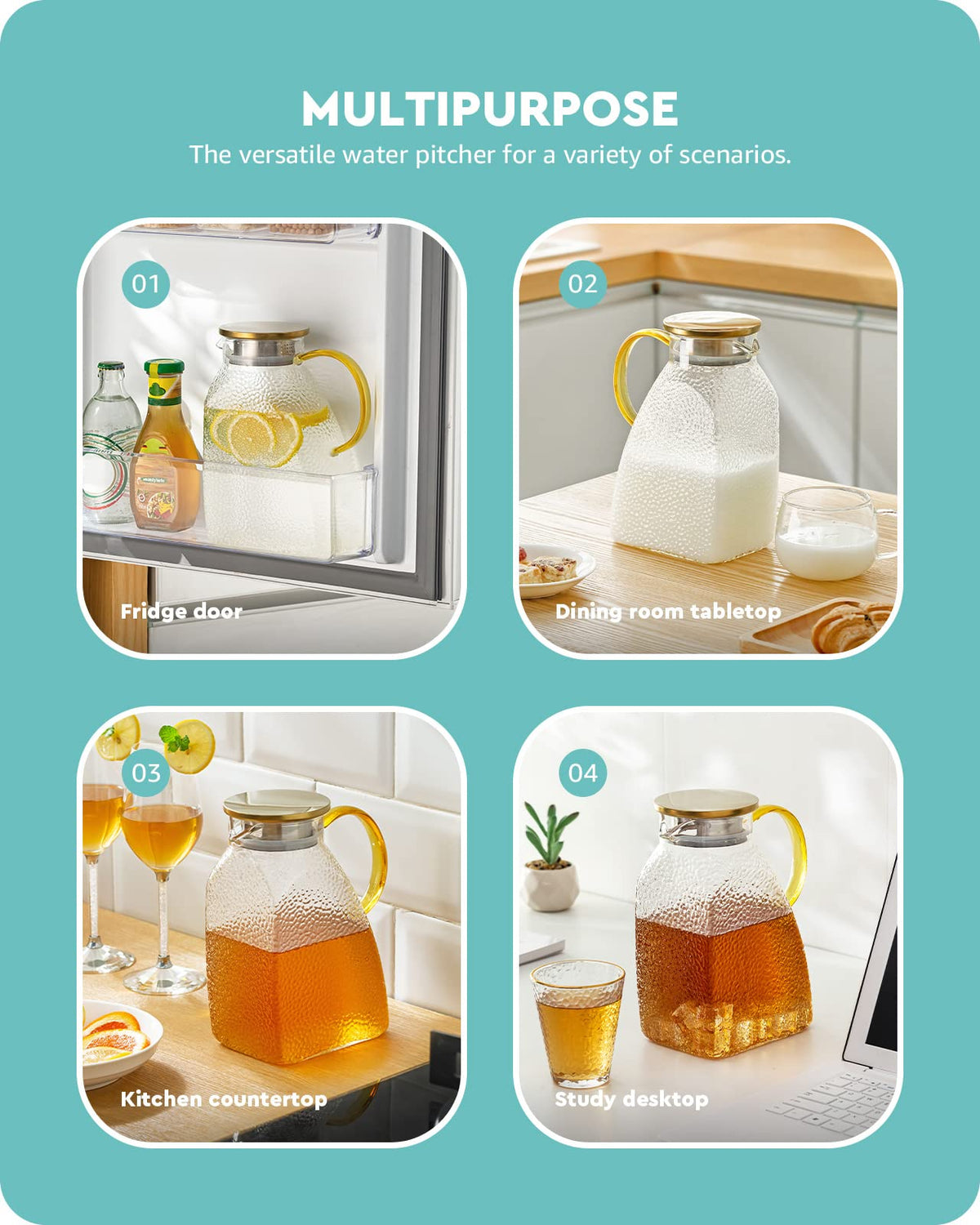 Baffect Water Pitcher withstands hot and cold temperatures for versatile drinks.