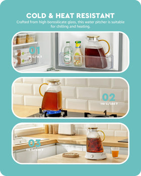 Baffect Water Pitcher handles hot and cold drinks.