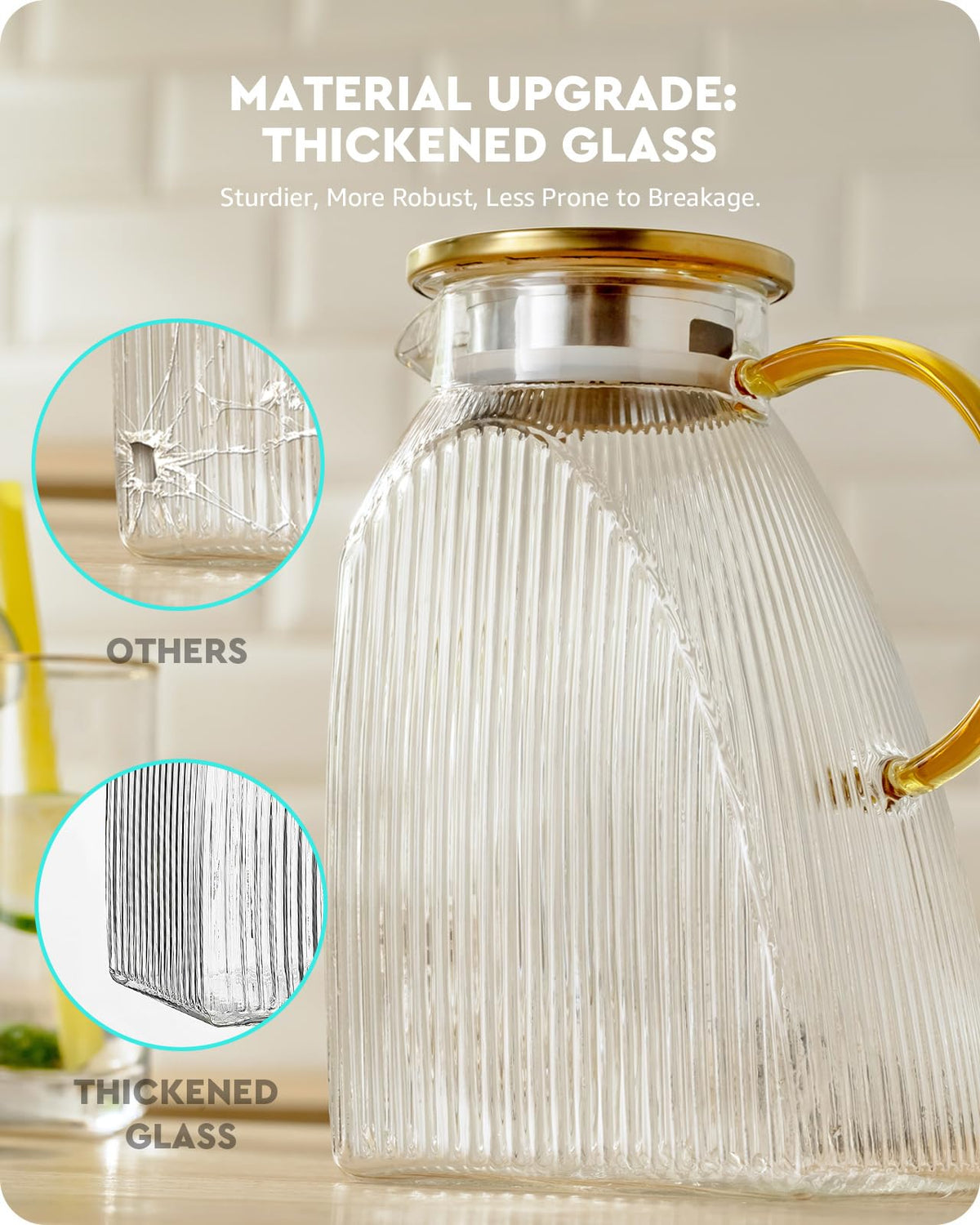 Baffect Water Pitcher stainless steel lid for secure, leakproof storage.