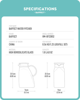 Baffect Water Pitcher upgraded thicker glass and stainless lid for durability.